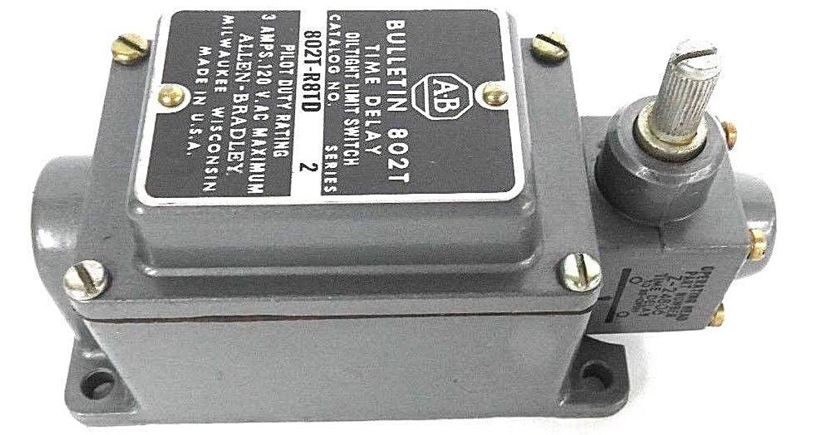 Used NEW ALLEN BRADLEY 802T-R8TD TIME DELAY OILTIGHT LIMIT SWITCH 802TR8TD, SER. 2