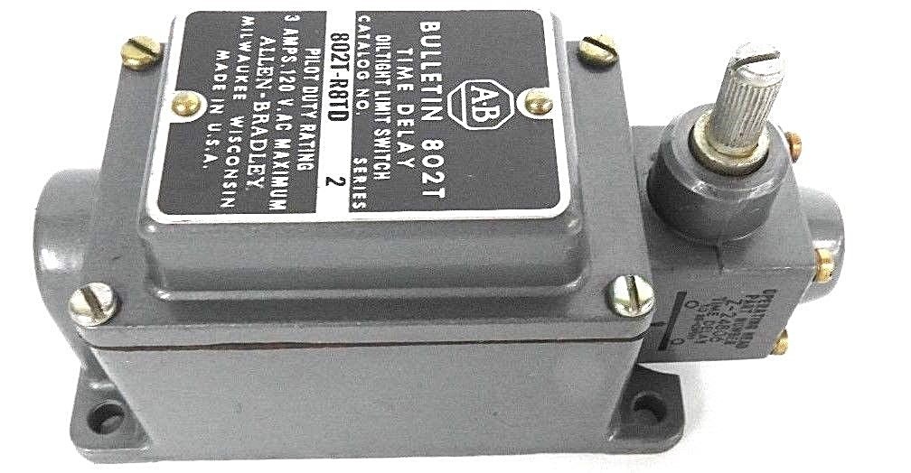 Used NEW ALLEN BRADLEY 802T-R8TD TIME DELAY OILTIGHT LIMIT SWITCH 802TR8TD, SER. 2