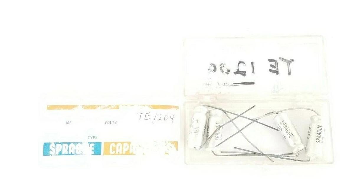 LOT OF 4 NEW SPRAGUE TE-1209 CAPACITORS 50MF, 25V, TE1209