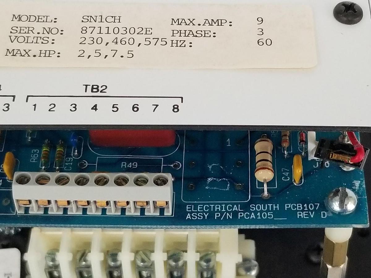 Used SOFTRON SN1CH SOFT START MOTOR CONTROL 9A, 3PH, 60HZ, 230/460/575V, 2/5/7.5HP