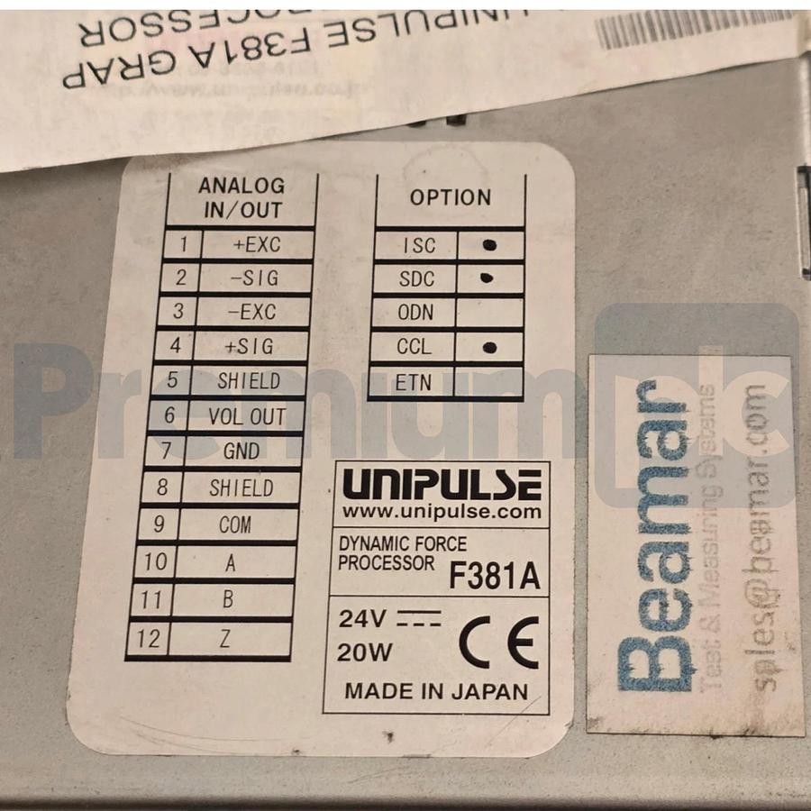 Used Unipulse F381A Dynamic Force Processor Digital Indicator/Display TFT 24VDC USPI
