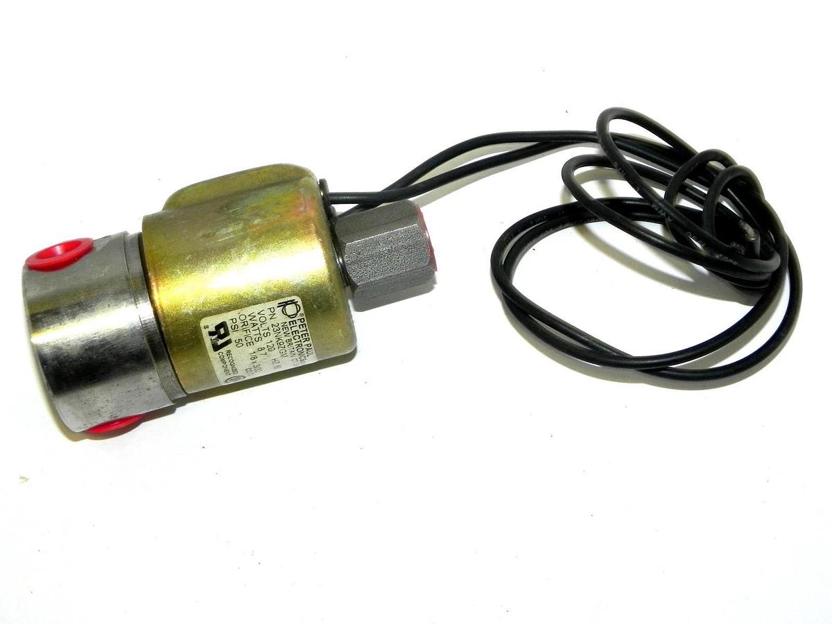 Used PETER PAUL ELECTRONICS 23NK9ZGM SOLENOID VALVE 120V, ORIFICE 1/8 x 3/32