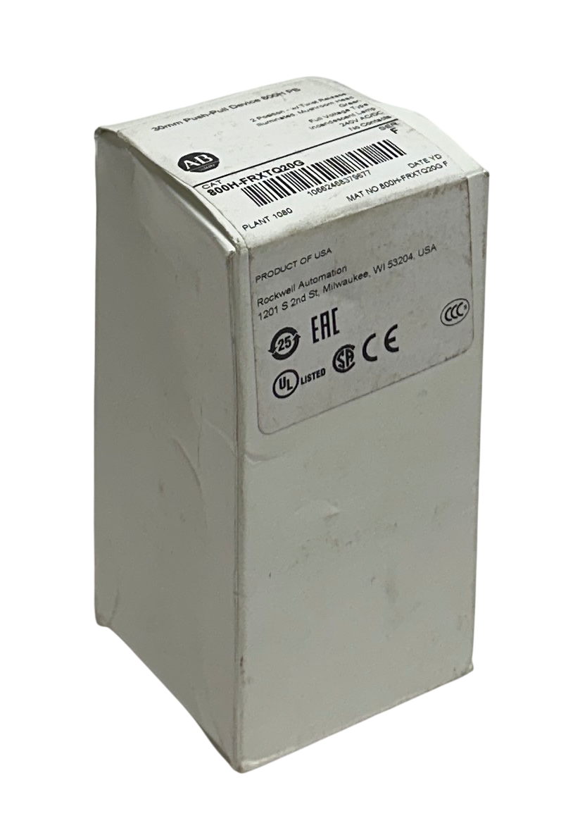 Used ALLEN BRADLEY 800H-FRXTQ20G /F ILLUMINATED PUSH-PULL DEVICE 30mm GREEN 240V NSMP