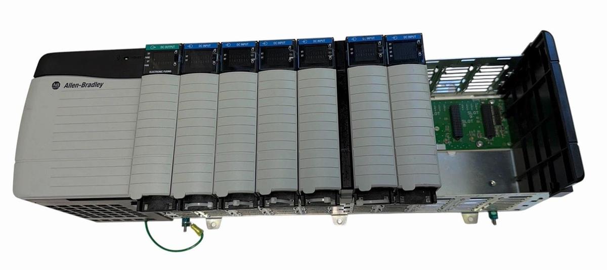 Used ALLEN BRADLEY 1756-A10 SLOT RACK W/ 1756-PB75 POWER SUPPLY 1756-OB16E & MORE