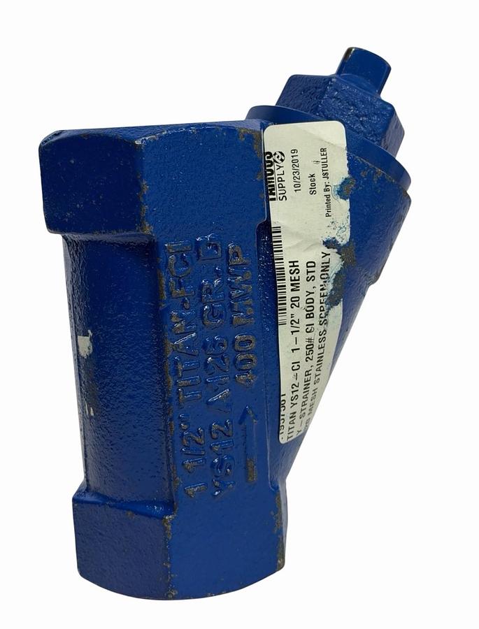 Used NEW Titan-FCI YS12 1-1/2" Y-Strainer Cast Iron A126 Gr. B 400 MWP Threaded