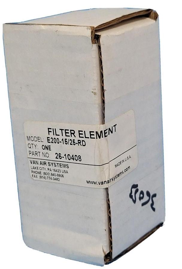 Used NIB VAN AIR SYSTEMS E200-15/25-RD FILTER ELEMENT P/N: 26-10408