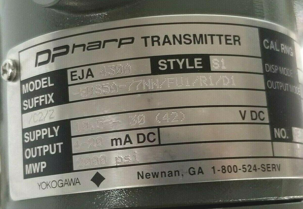 Used NEW YOKOGAWA EJA430A-EBS5A-77NN/FU1/R1/D1/C2/Z DP HARP TRANSMITTER S1 2000PSI