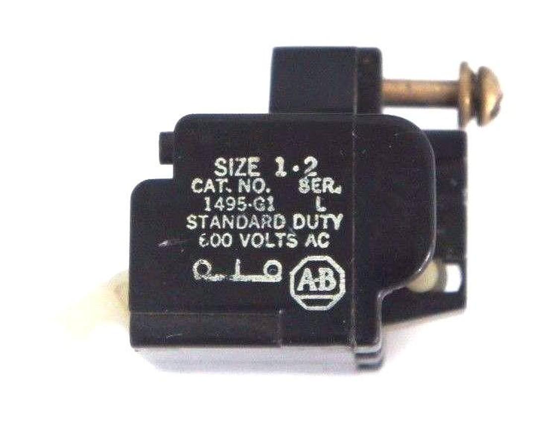 Used LOT OF 7 ALLEN BRADLEY 1495-G1 AUXILIARY CONTACTS SIZE 1-2, SER L, 600V, 1495G1