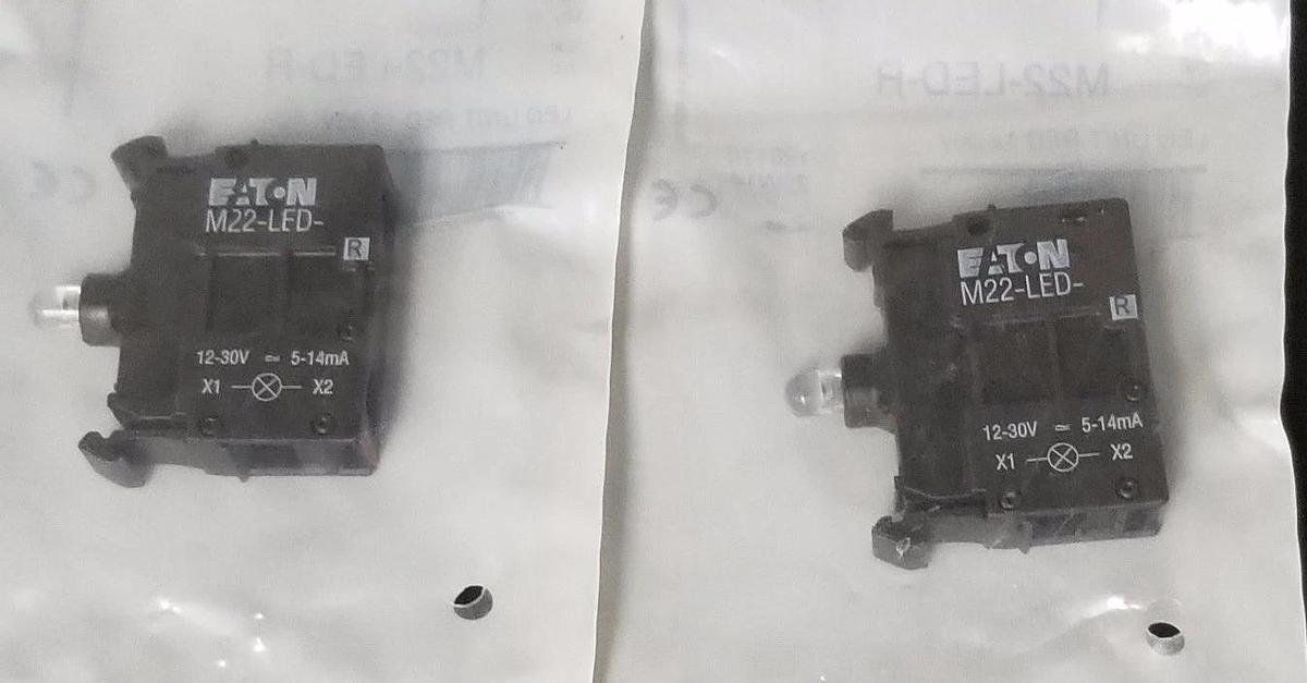 Used LOT OF 2 NEW EATON CUTLER-HAMMER M22-LED-R LED UNIT RED 12-30V, M22LEDR