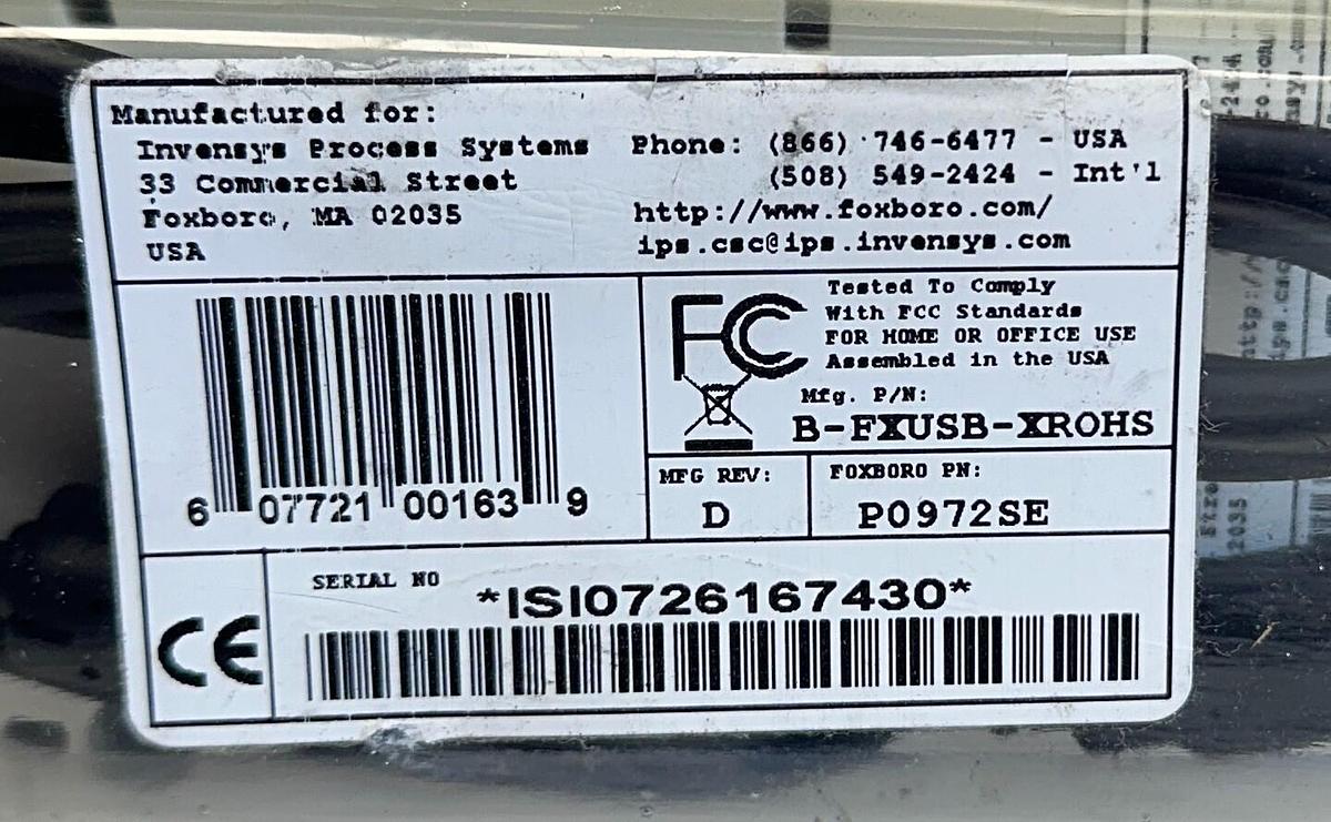 Used NEW INVENSYS FOXBORO P0972SE / B-FXUSB-XROHS USB TRACKBALL Rev. D NSMP