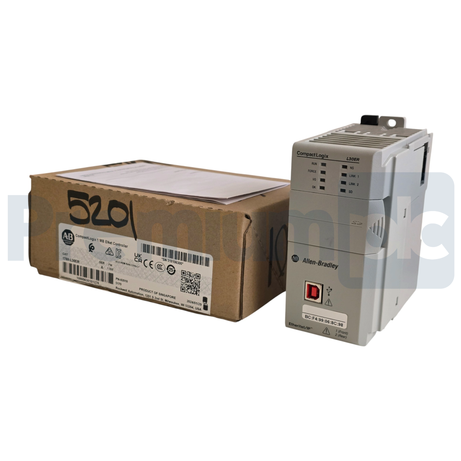 Used Allen-Bradley 1769-L30ER /A CompactLogix 5370 L3 ENet Controller 1 MB 2024 NSMP