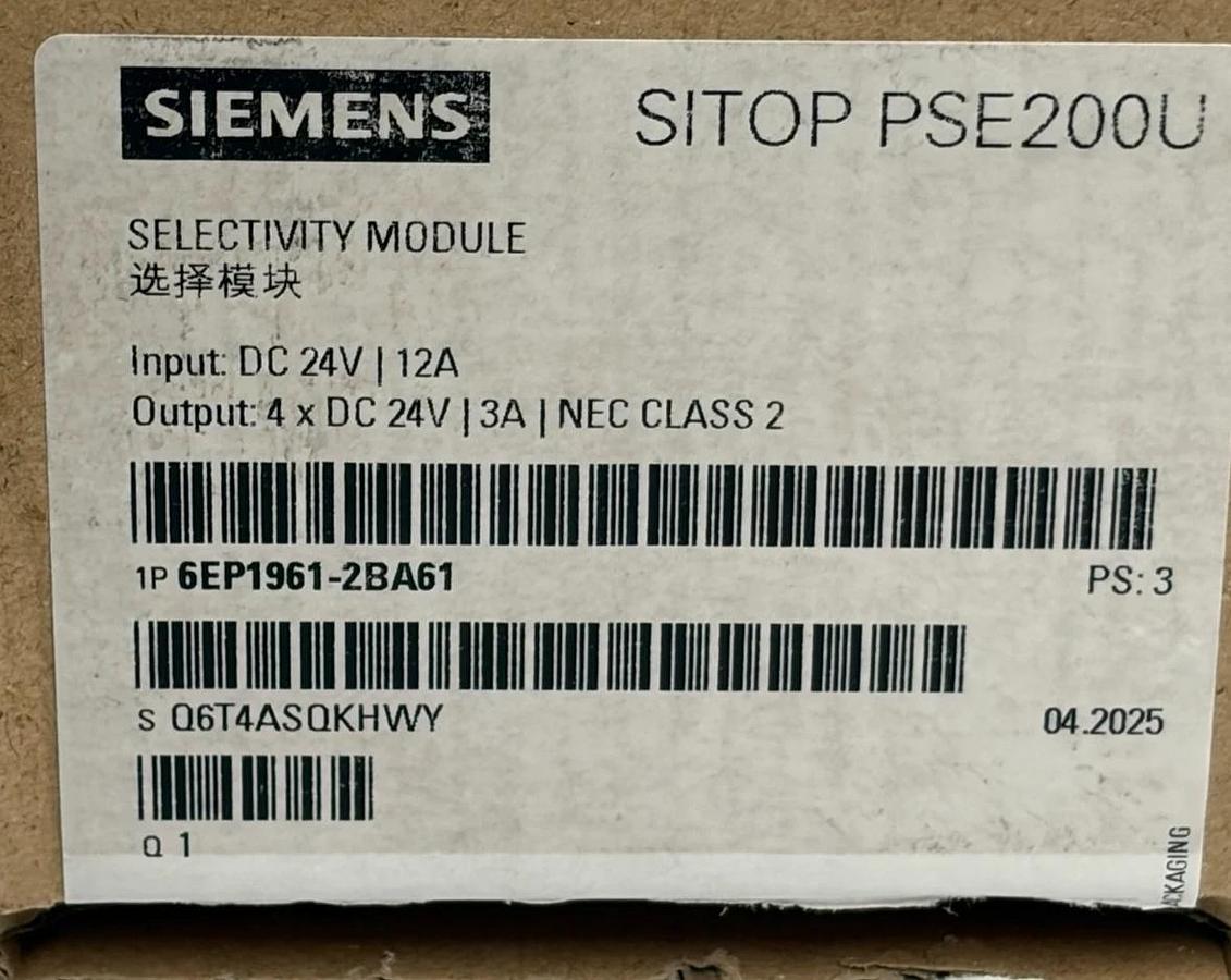 Siemens SITOP PSE200U Selectivity Module 6EP1961-2BA61 4x24V 3A NEC Class 2 New
