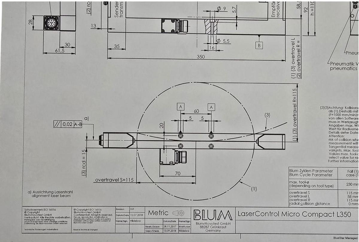 Used BLUM 147416 LaserControl Micro Compact NT L350 CNC LASER TOOL SETTER 330014477NT