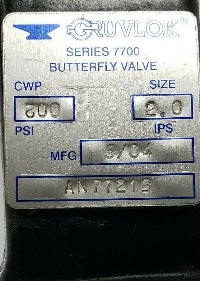 Used ANVIL GRUVLOK 7005011759 SERIES 7700 2" BUTTERFLY VALVE, 10POS, 200PSI, AN7721-3
