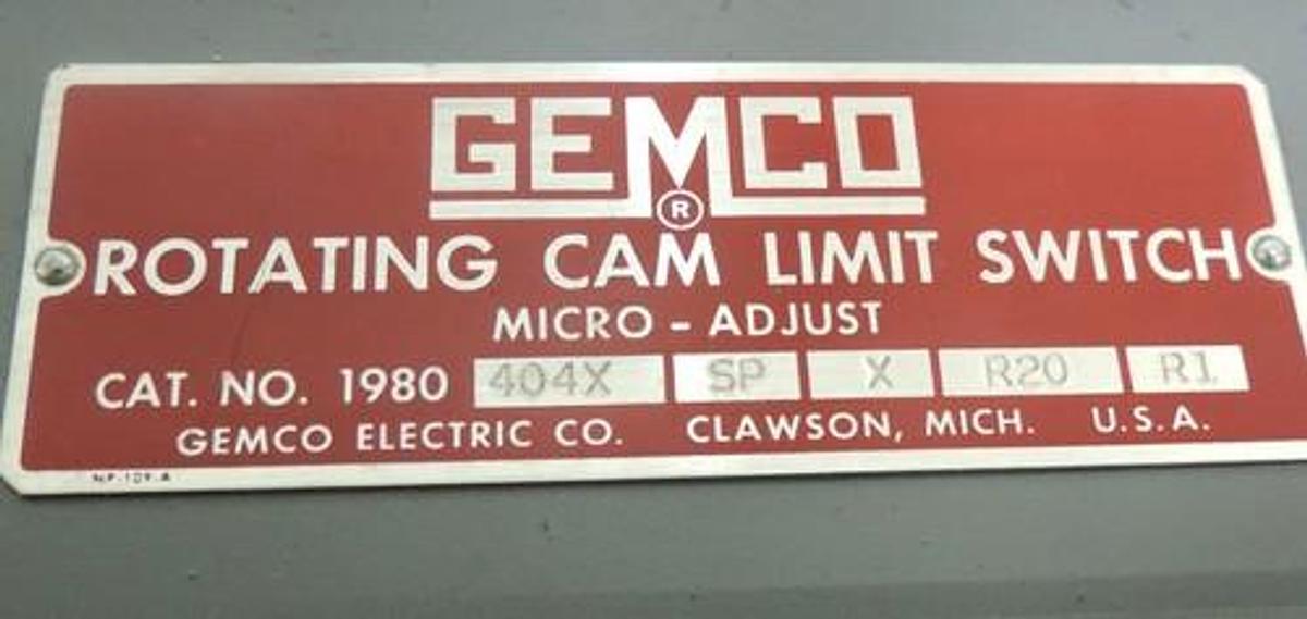 Used GEMCO ROTATING CAM LIMIT SWITCH 1980-404X-SP-X-R20-R1, 4-POSITION GEARED LIMIT
