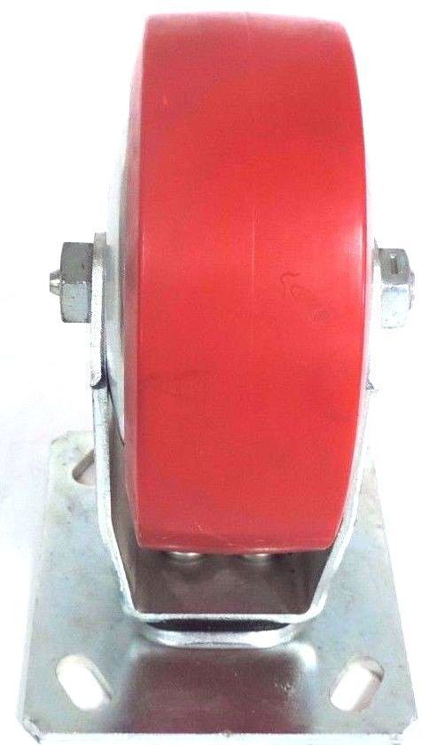 Used NEW WAGNER 5" RIGID CASTER WHEEL RED POLY 1-3/4" WIDE 6-1/2" TALL