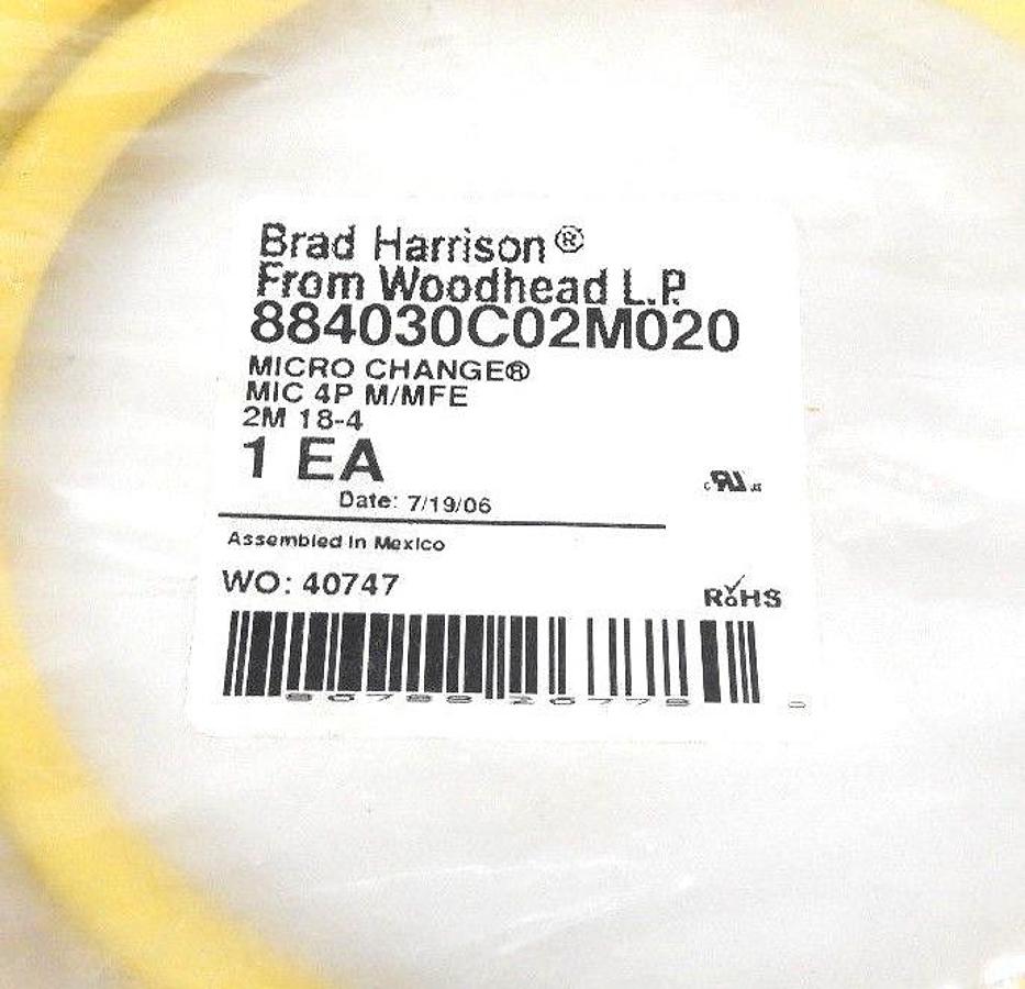 NEW BRAD HARRISON 884030C02M020 MICRO CHANGE CORDSET 2M, 4P