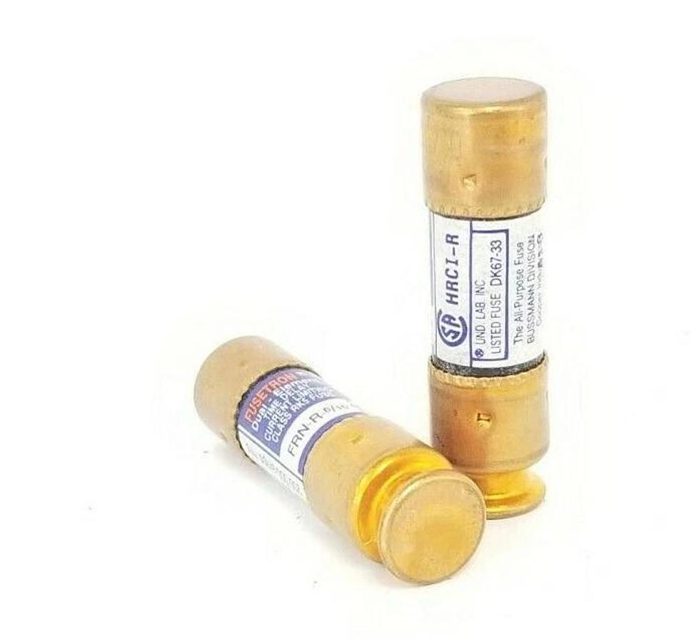 Used LOT OF 2 COOPER BUSSMANN FRN-R-6/10 FUSETRON DUEL-ELEMENT FUSES