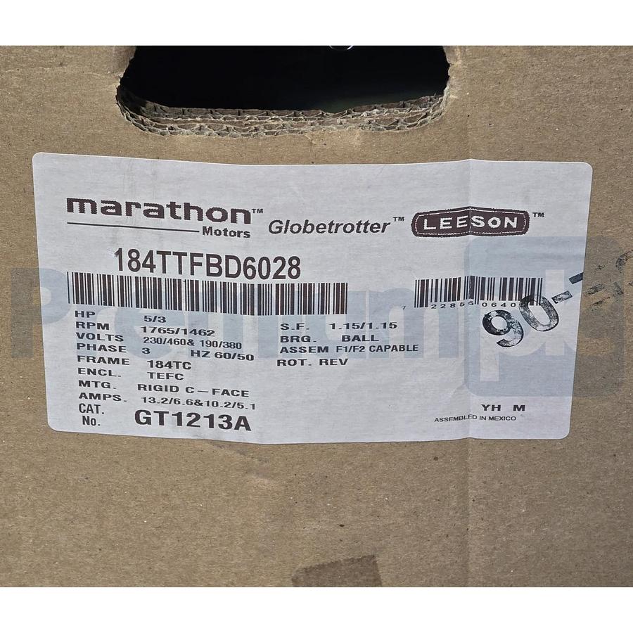 MARATHON MOTORS 184TTFBD6028 GENERAL PURPOSE MOTOR 5 HP, 3-PH, 184TC FRAME, NSMP 722856064004