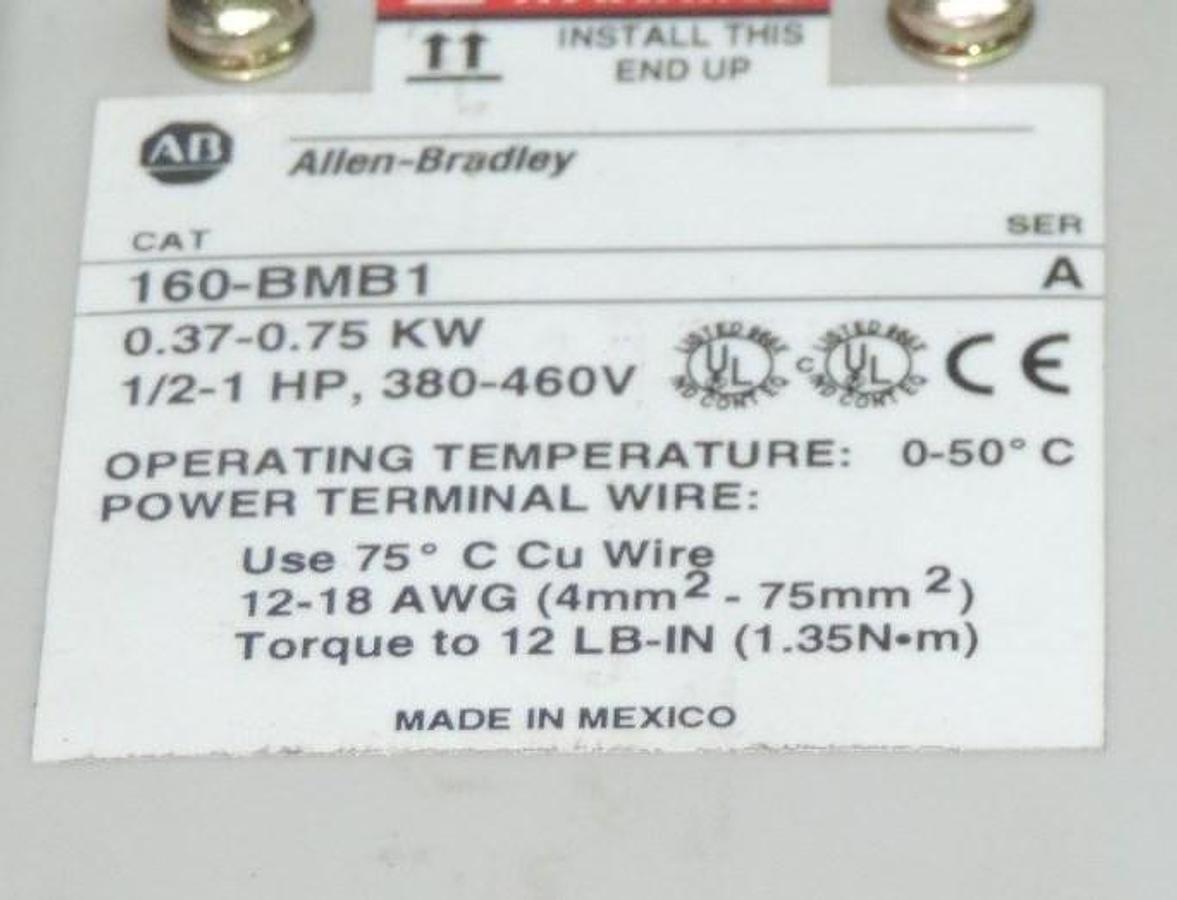 Used ALLEN BRADLEY 160-BMB1 SER. A DYNAMIC BRAKE MODULE 160BMB1