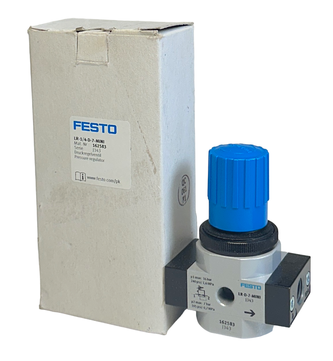 Used NEW FESTO LR-1/4-D-7-MINI / 162583 PRESSURE REGULATOR 7BAR 105PSI 0.7MPa NSMP