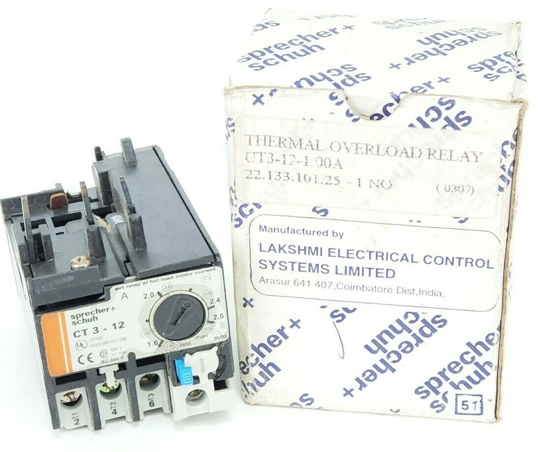 Used NEW LAKSHMI SPRECHER+SCHUH CT3-12-1.00A THERMAL OVERLOAD RELAY CT3121.00A