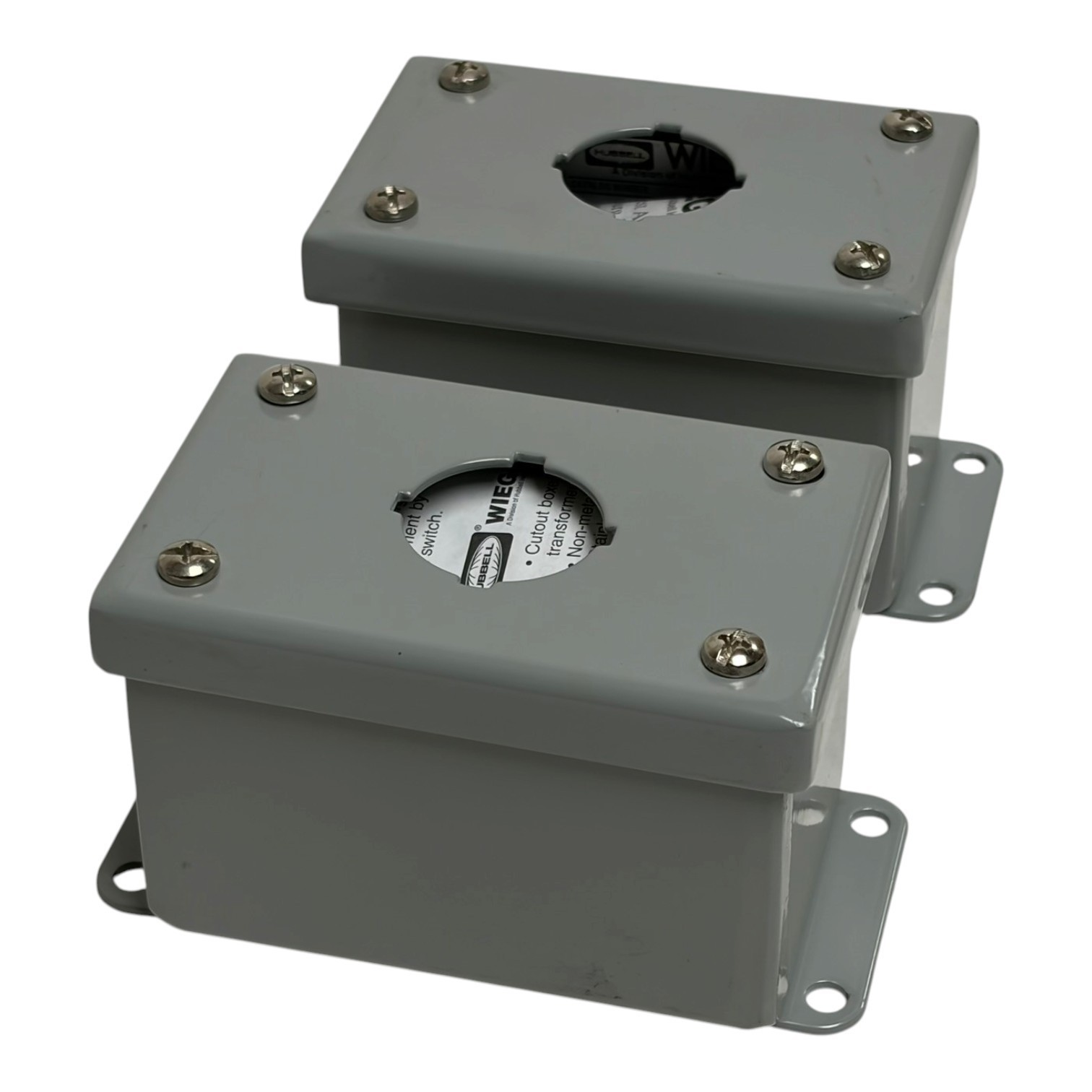 Used Hubbell Wiegmann PSL1WW Pushbutton Enclosure 1 Hole Gray Steel Lot of 2