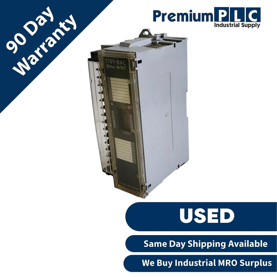 Used USED ALLEN BRADLEY 1791-8AC /A AC BLOCK I/O MODULE 8IN/8OUT 17918AC