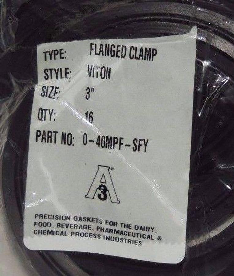 Used LOT OF 16 NEW A3 0-40MPF-SFY FLANGED CLAMP VITON GASKETS 3"