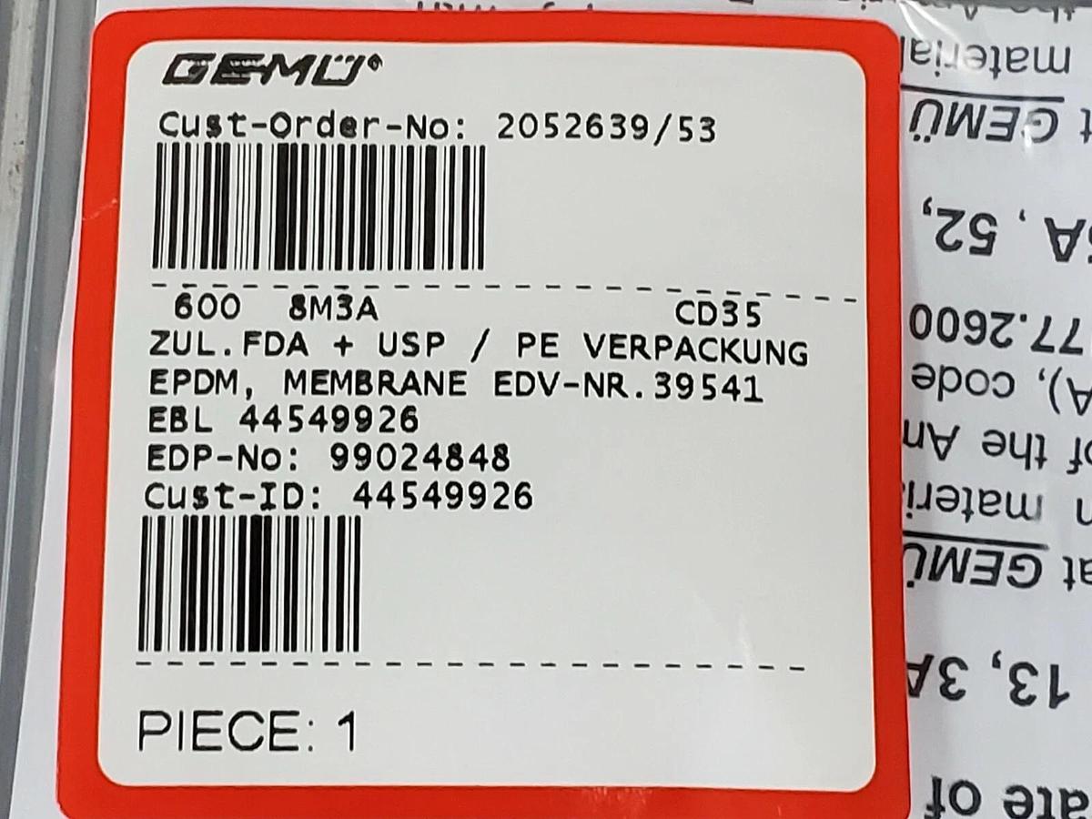 Used LOT OF 2 NEW GEMU EDV-NR. 39541 600-8M3A DIAPHRAGMS EBL 44549926 CD35 99024848