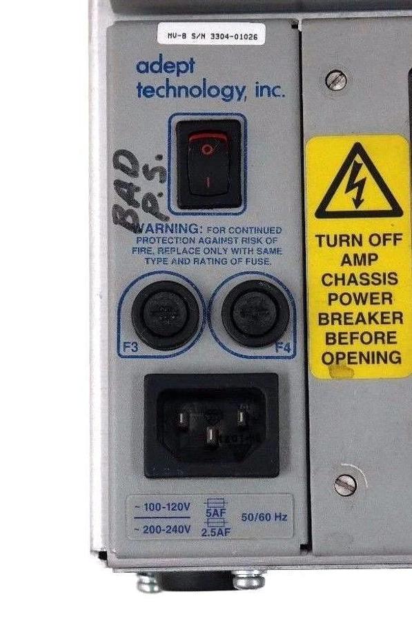 Used ADEPT TECHNOLOGY INC MV-8 CONTROLLER RACK P/N 30330-15000 200-240V, 2.5A, 50/60H