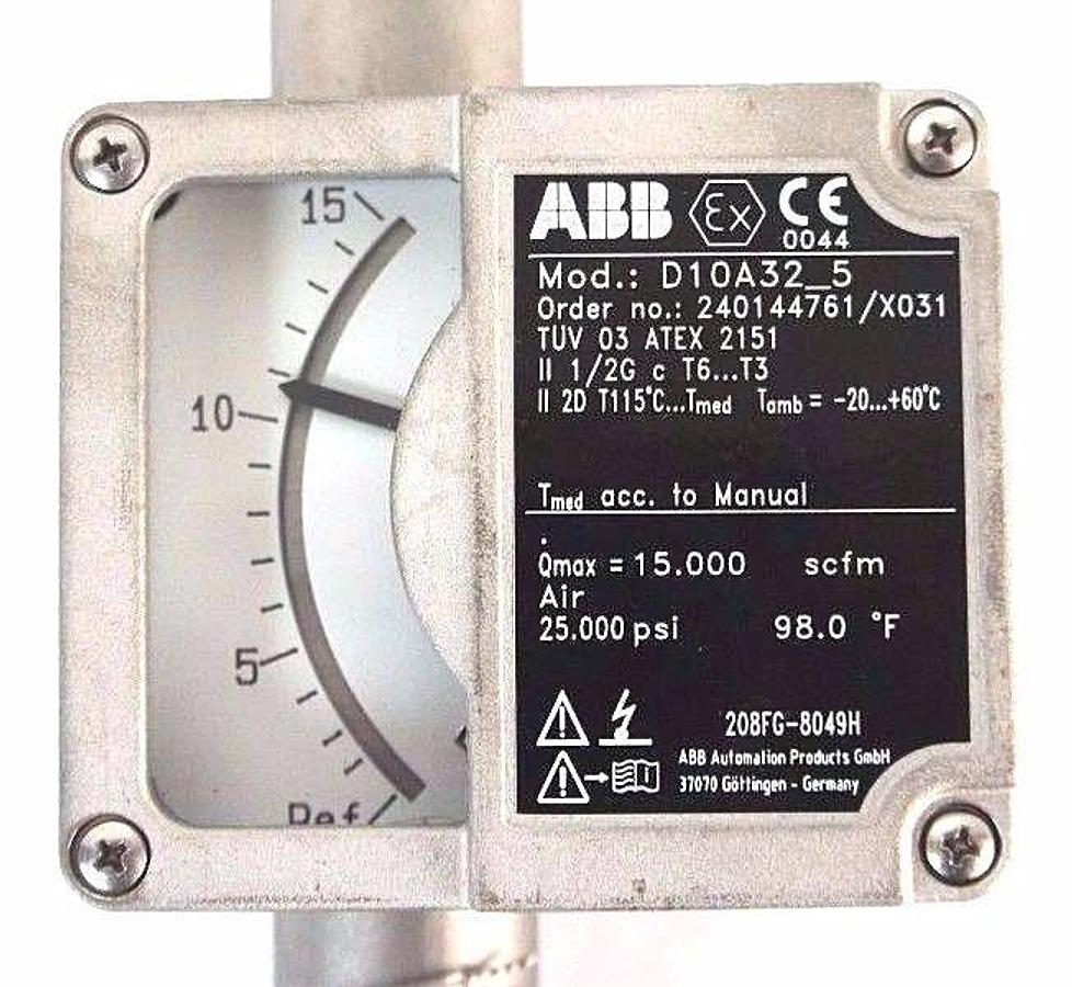 Used NEW ABB D10A32-5 FLOWMETER 1/2" NPT ORDER NO. 240144761/X031 D10A325