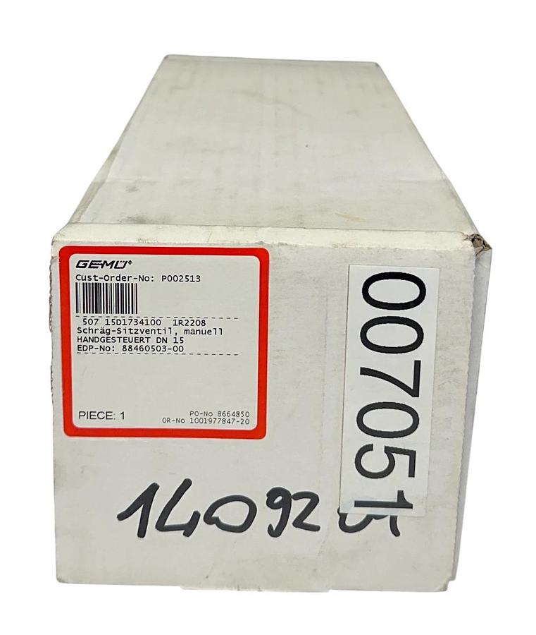 GEMU 507 15D1734100 1R2208 / 88460503-00 ANGLED SEAT VALVE MANUAL NSMP