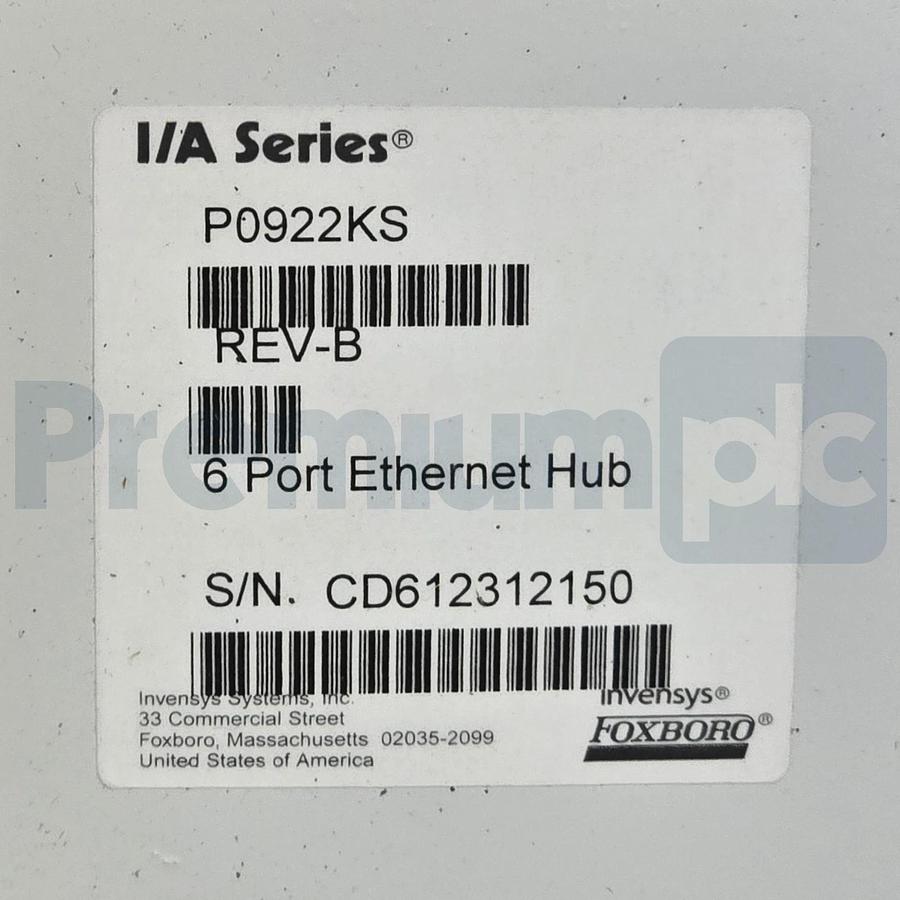 Foxboro P0922KS Rev. B I/A Series 6 Port Ethernet Hub P0922KS-B 120-240VAC NEW