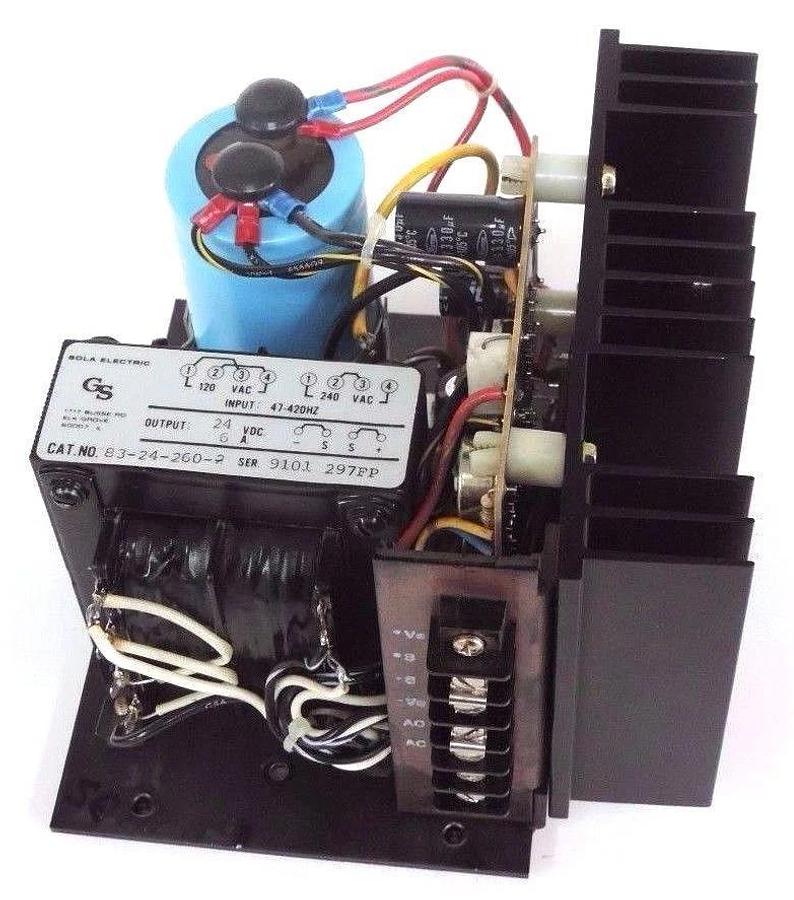 Used SOLA ELECTRIC 83-24-260-2 POWER SUPPLY 83242602 OUTPUT: 24VDC, 6A