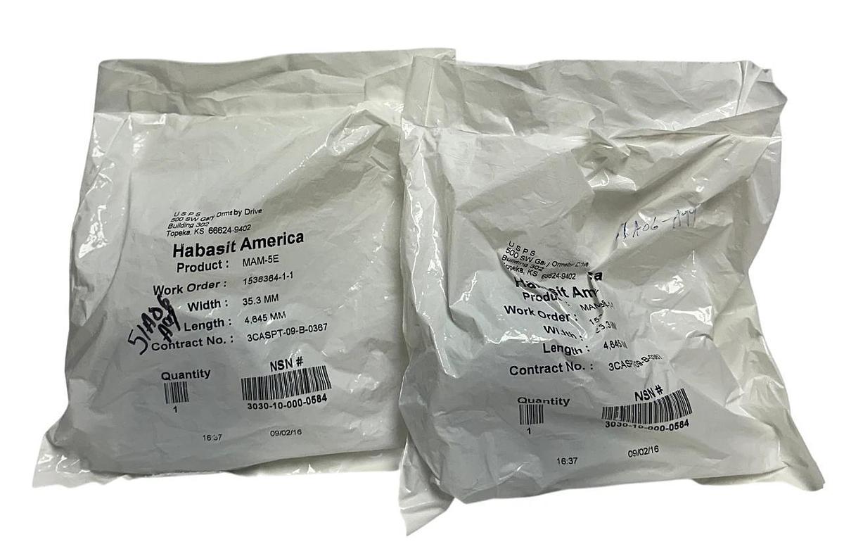 Used 2 HABASIT AMERICA MAM-5E / MAM5E CONVEYOR BELTS W: 35.3mm L: 4,645mm OEM NSFS