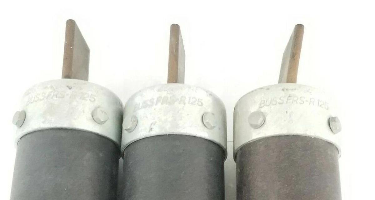 Used LOT OF 3 BUSSMANN FRS-R-125 FUSETRON DUAL-ELEMENT FUSES 600V, 125A, FRSR125
