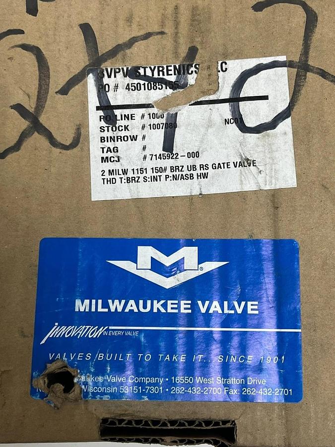 Lot of 2 New Milwaukee Valve 1151 2 Inch Bronze Gate Valves 150 SWP 300 WOG