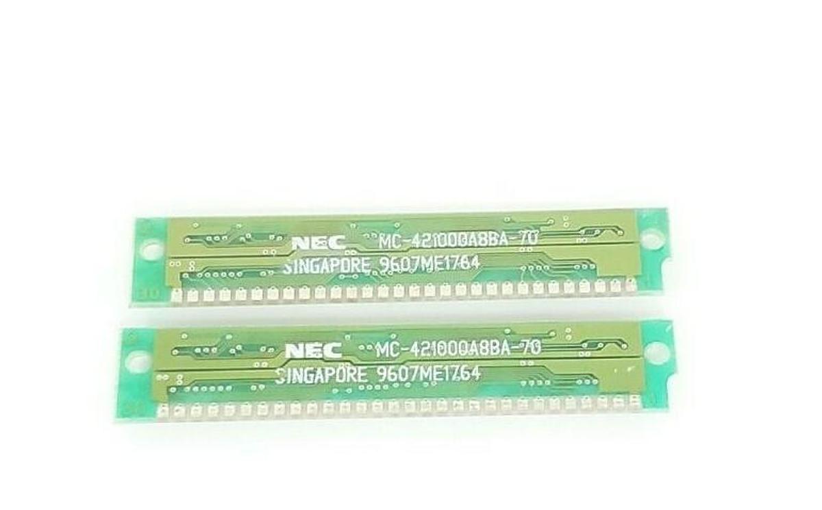 Used LOT OF 2 NEC MC-421000A8BA-70 DRAM MODULES 9607ME1764