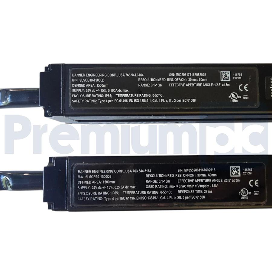Used Banner SLSCP30-1500Q88 | 72452 Light Curtain Pair SLSCE30-1500Q8 SLSCR30-1500Q8