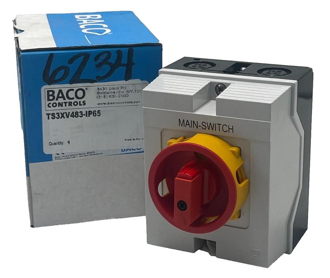 Used BACO CONTROLS TS3XV483-IP65 CAM SWTICH PR21 SERIES 20A YEL/RED TS3XV483IP65 NSMP