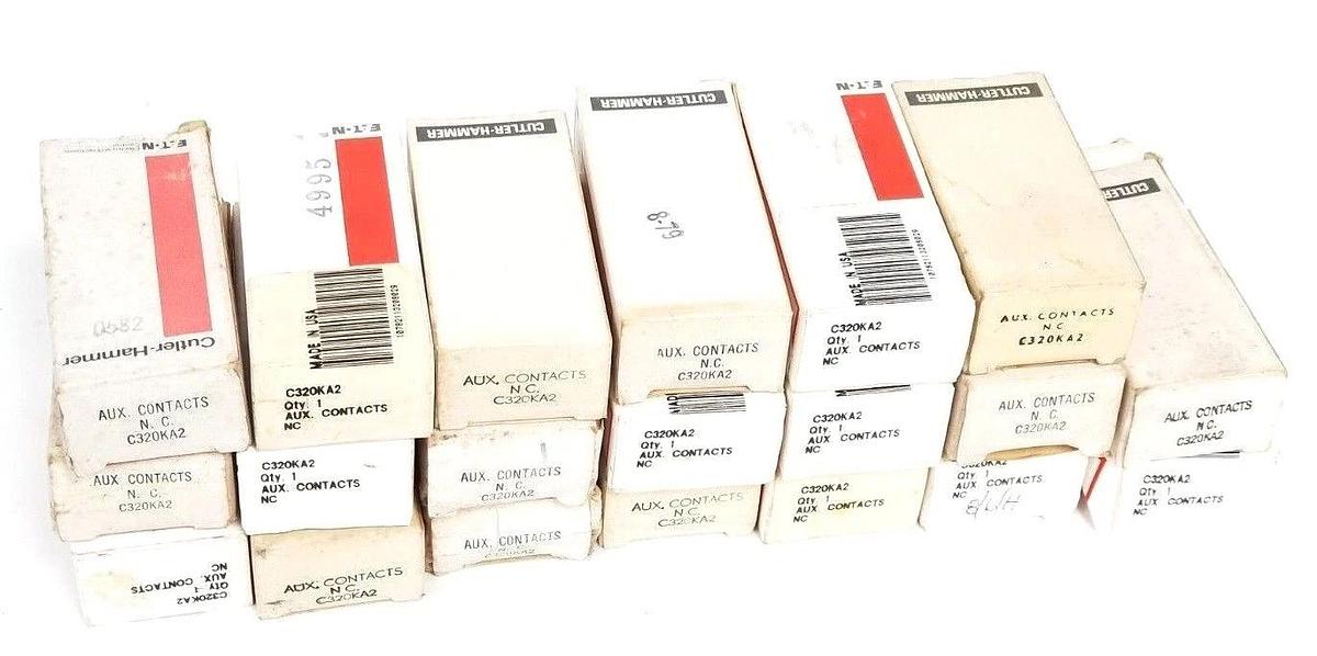 Used LOT OF 20 NIB CUTLER-HAMMER C320KA2 AUXILIARY CONTACTS 600V MAX AC SER. A2