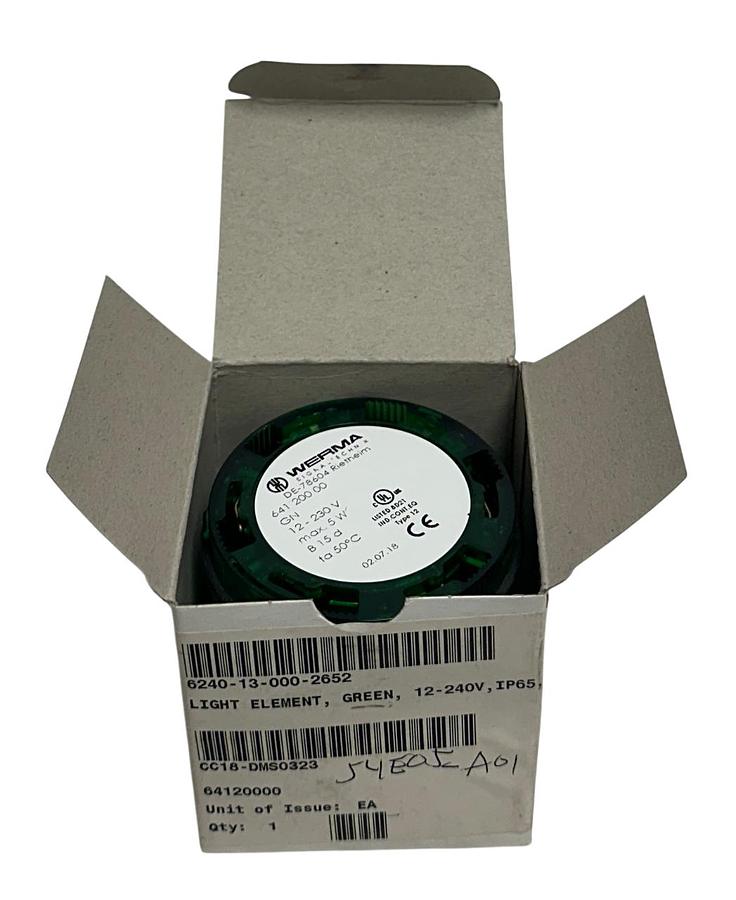 Used WERMA 641 200 00 / 64120000 PERMANENT LIGHT ELEMENT GREEN 12-230VAC/DC NSMP
