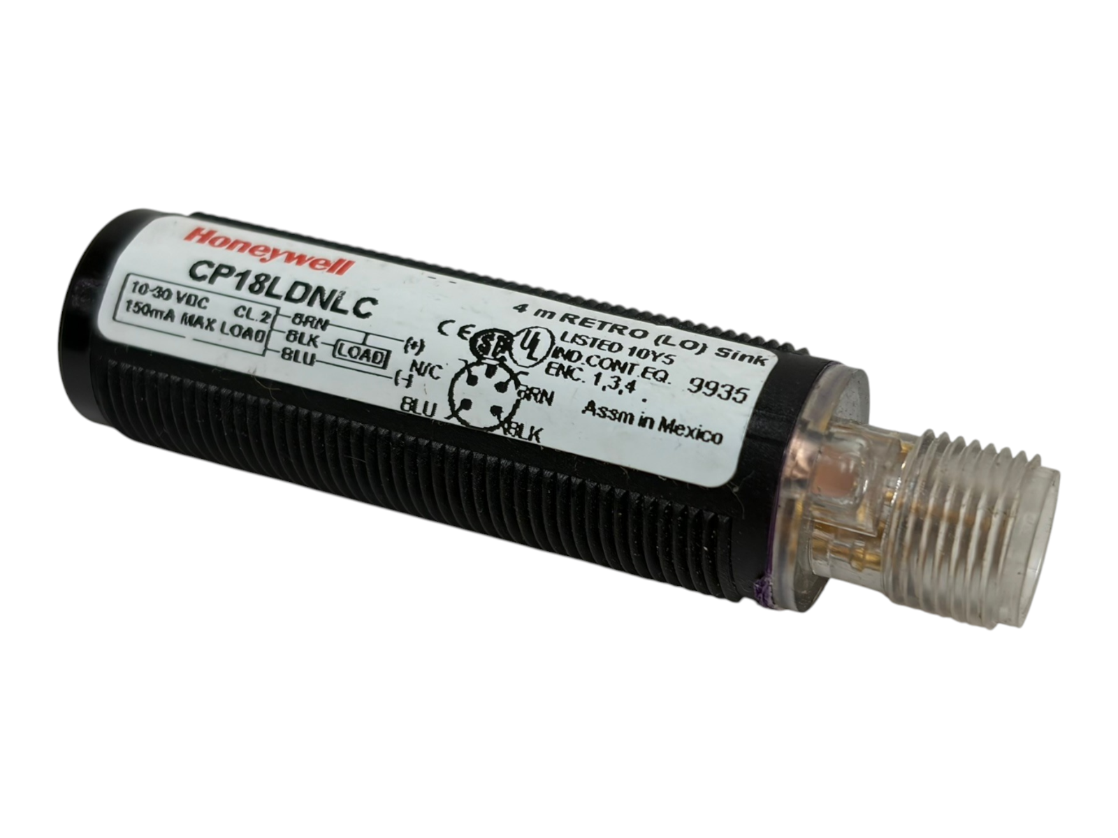 Used Honeywell CP18LDNLC Cylindrical Photoelectric Sensor 4m Retro NPN Sink