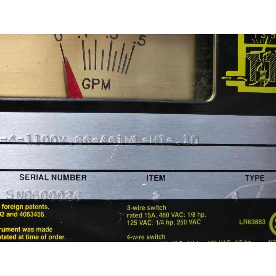 UFM SN-DSE.5GM-4-1100V.86-A61WL-HT-.1D FLOWMETER 100176 TYPE 4 0.1-0.5 GPM NSNP