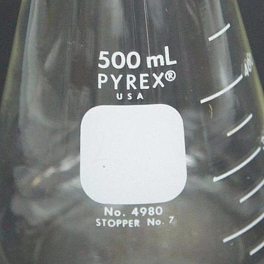Used LOT OF 7 PYREX 4980 BEAKERS 500ML STOPPER NO. 7