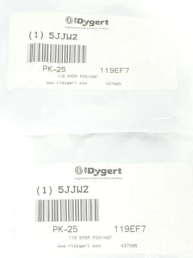 Used LOT OF 50 NEW DYGERT 5JJW2 O-RINGS 119 EPDM FDA/NSF RTDYGERT, 119EF7