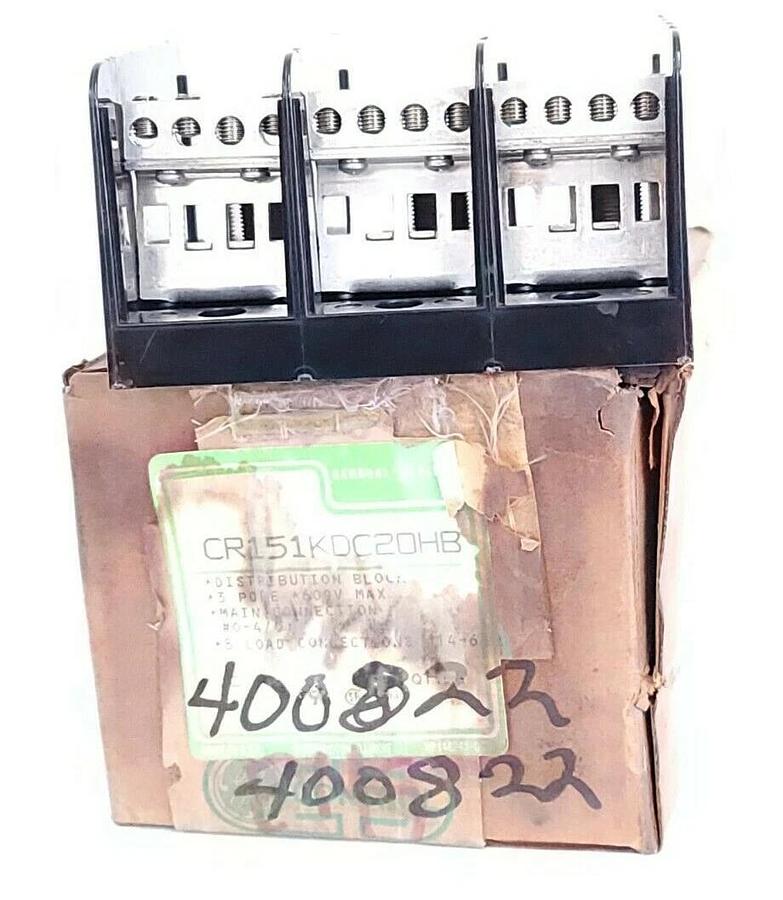 NIB GENERAL ELECTRIC CR151KDC20HB DISTRIBUTION BLOCK 3P 600V