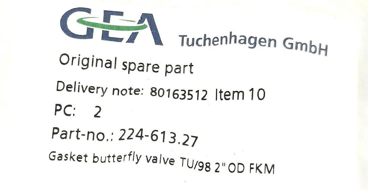 LOT OF 2 NEW GEA 224-613.27 GASKETS BUTTERFLY VALVE TU/98 2'' OD FKM