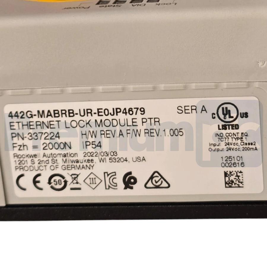 Opened Allen Bradley 442G-MABRB-UR-E0JP4679 /A Guardmaster Ethernet Lock Module
